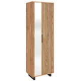 Elfo Garderobenschrank MARTHA, Eiche teilmassiv 70 x 196 cm - mit Soft-Close-Funktion - 2 Türen - mit Spiegel