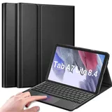 QYiiD Tastatur Hülle für Galaxy Tab A7 Lite 8.7 Zoll 2021 (SM-T220/T225), Leichte Schutzhülle mit Magnetisch Abnehmbarer QWERTZ Kabelloser Tastatur für Tab A7 Lite 8.7", Schwarz