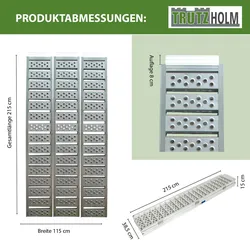 Baumarktplus DREIBREIT by TRUTZHOLM 3-fach Auffahrrampe klappbar 215cm Tragkraft 1020kg Alu silber gelocht gerillt Verladerampe Rampe