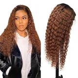 Curly Wave 1B30 Human Hair Perücke Ombre Tow Tone Brazilian Remy Hair Glueless Perücke Kinky Curly Wave Perücke Wet And Wavy Hair Perückes Top Swiss Lace With Baby Hair Perücke 16 Inch