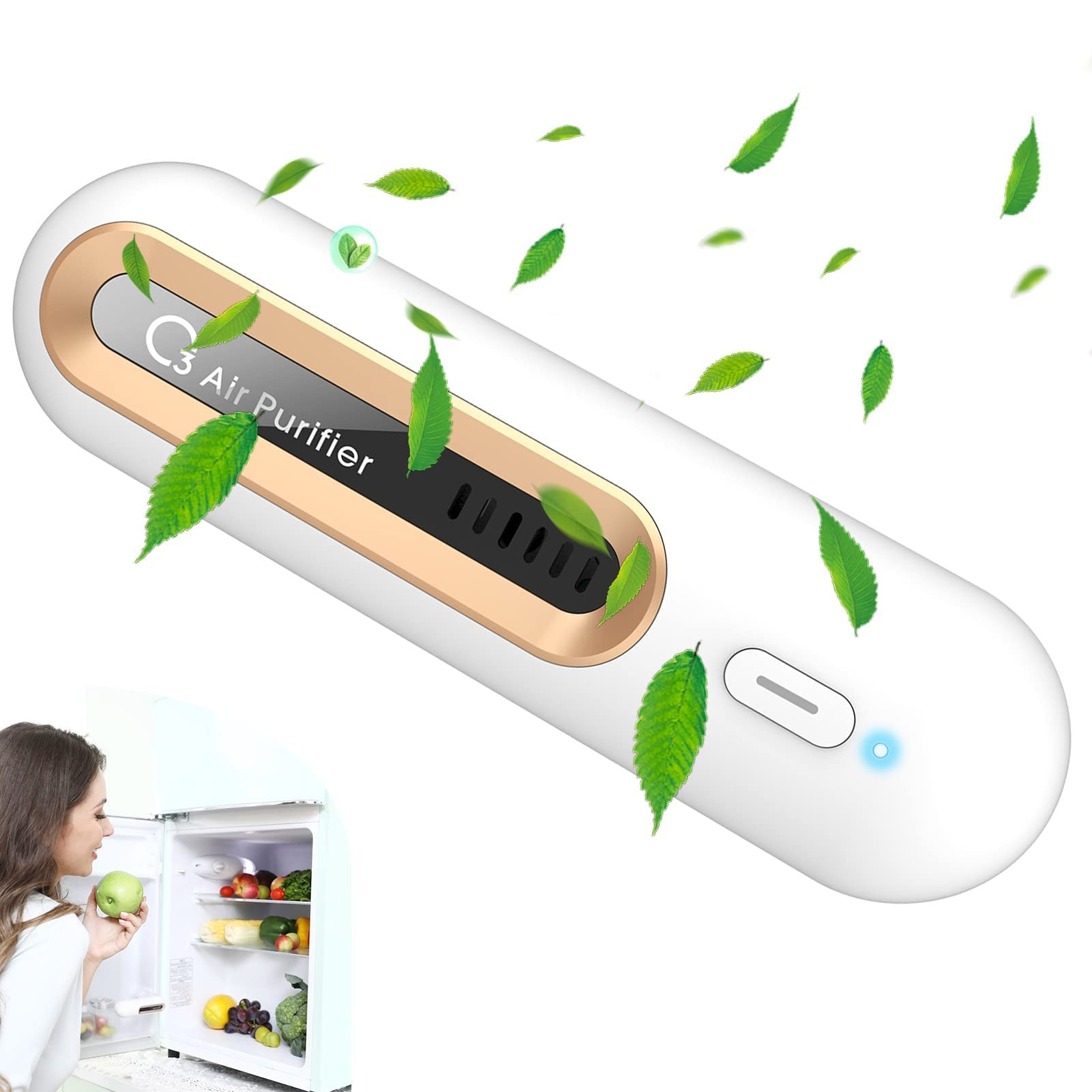 Mini Kühlschrank Deo USB Kühlschrank Geruchskiller Tragbar O3 Ozongenerator Luftreiniger, Wiederverwendbar Geruchsneutralisierer, kleiner Ozon-Luftreiniger für Kühlschrank, Auto, Schuhschrank