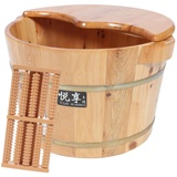 minkissy 1 Set Holz-Fußeimer Fußmassagegerät Fuß-Spa-Badewanne Fuß-Spa-Massagegerät Holz-Fuß-Spa-Eimer Fußwanne Mit Deckel Fußwascheimer Verdickter Fußbad-Eimer Fuß-Einweicheimer