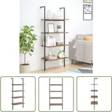 Les Tendances - The Living Store Leiterregal mit 4 Böden Dunkelbraun und Schwarz 64x35x152,5 cm - Bücherregal - Wandregal - Aufbewahrung - Regal