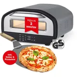 GOURMETmaxx elektrischer Pizzaofen mit Pizzaheber | Touchdisplay, Timerfunktion, 7 Programme & DIY Modus | Pizzamaker bis max. 430 °C | Minibackofen für Pizza, Flammkuchen & Co.