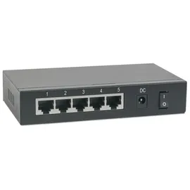 Intellinet Network Solutions INTELLINET 5-Port Switch Power over Ethernet - Gigabit PoE+ Injektor 240V, Passthrough, PoE+ Adapter mit 200m Reichweite, lüfterfrei & leise - Schwarz