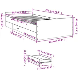 vidaXL Bettgestell mit Schubladen Weiß 100x200 cm Holzwerkstoff