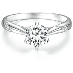 BAMOER Moissanit Ring 1ct runder Moissanit Diamant Solitär Verlobungsring 925 Sterling Silber Ringe für Frauen