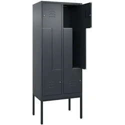 C+P Z-Spind Classic PLUS, Gestell, 4 Abteile, HxBxT 212x80x50cm, Zylinderschloss, Anthrazit von PROREGAL