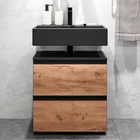 Planetmöbel Waschtischunterschrank EDA 60 cm anthrazit / gold eiche