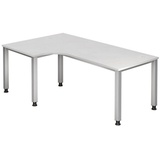 Hammerbacher QS82 höhenverstellbarer Schreibtisch weiß L-Form, 5-Fuß-Gestell silber 200,0 x 80,0/120,0 cm