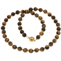 Bella Carina Perlenkette Kette mit Tigerauge Perlen und kleinen goldfarbenen Glasperlen, mit Tigerauge und kleinen goldfarbenen Glasperlen