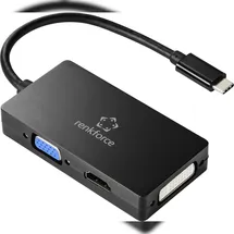 Renkforce RF-4633066 USB-C® / HDMI / DVI / VGA Adapter [1x USB-C® Stecker - 1x VGA-Buchse, HDMI-Buchse, DVI-Buchse 24+5pol.] Schwarz