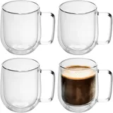 Intirilife 4x Doppelwandiges Thermo Glas Set in ml – Mundgeblasen isoliert für Latte Macchiato Teeglas Kaffeeglas