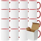 Sublimationstassen ohne Druck AAA Grade | Einzeln oder im Set | Fototasse für Sublimationsdruck | Leere Tassen für Hitzepressen-Thermo-Sublimation, (4 Stück, Rot)