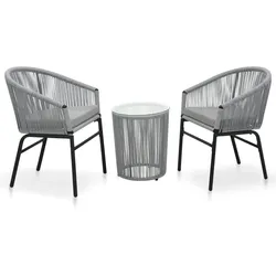 vidaXL 3-tlg. Bistro-Set mit Kissen PVC Rattan Anthrazit