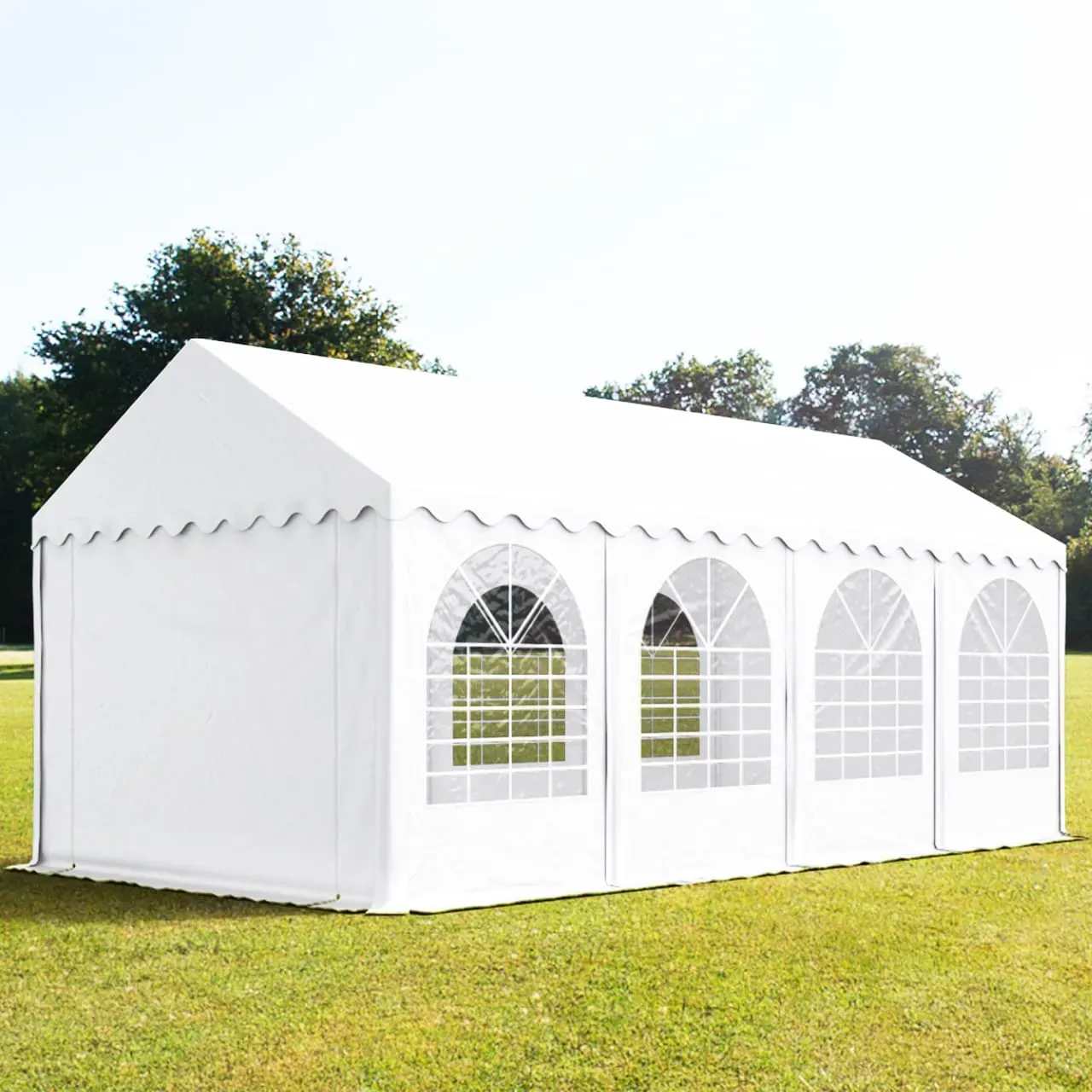 TOOLPORT PRO Partytent 4x8 m, PVC 800, met Grondframe, wit - (7852)
