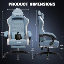 GTPLAYER Ergonomisch Stoff Blau