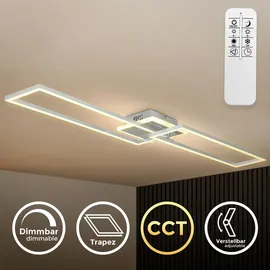 B.K.Licht LED Deckenleuchte CCT Rahmenleuchte schwenkbar dimmbar Timer Nachtlicht 40W Alu - Silber/Grau