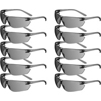 ACE FL-15G Arbeits-Brille im 10er Pack - beschlagfeste Schutzbrille für die Arbeit - Anti-Beschlag - EN 166 - Getönt