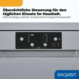 Exquisit GSP59109-451D Unterbau-Geschirrspüler (freistehend, 598 mm, Silber)