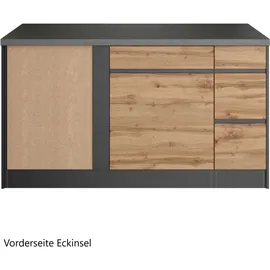 kochstation Winkelküche L-Form 490 x 153 cm beige