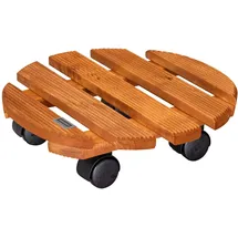 Wagner Pflanzenroller Country Ø 30 x 8 cm I Blumenroller für den Innenbereich I Rutschsicheres Rollbrett I Kübelroller aus FSC® Massivholz, Kastanie Tragkraft 100 kg I Made in EU - 20018201