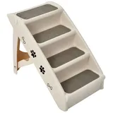 KOMFOTTEU Haustiertreppe Hundetreppe, mit 4 Stufen, tragbar&klappbar beige|gelb