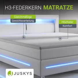 Juskys Boxspringbett Norfolk Weiß 200 x 200 cm