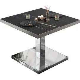 GGM Möbel Bistro Loungetisch 60 x 60 x 41 cm Schwarz Marmor/Edelstahl