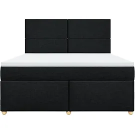 vidaXL Boxspringbett mit Matratze Schwarz 180x200 cm Stoff