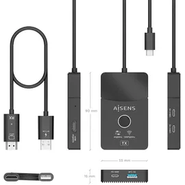 AISENS ASWL-H2KDC30M05-BK USB-C Dockingstation - USB Hub, Schwarz