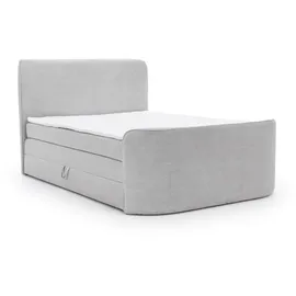 Fun Möbel Boxspringbett Schlafzimmerbett BODY 120x200cm in Stoff Hellgrau inkl. Bettkasten