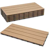 Tolletour 36er Set Wpc Terrassenfliesen Für Garten, 4 Lamellen, 30 × 60 Cm, Klicksystem, Holz-kunststoff-verbund In Teakoptik