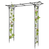 LEADZM Rosenbogen aus Metall stabil - Gartenbogen aus Metall, 206x41x216cm – Stabiler Rankbogen für Kletterpflanzen, Schwarz
