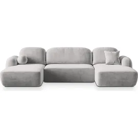 masseno Ecksofa SAVONA K mit Schlaffunktion U-Form, Sofa mit Bettkasten, Wohnzimmersofa, Couch, Soffa, Bettsofa, Couchgarnitur- Hellgrau, Paros 05