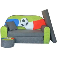 FORTISLINE - Kindersofa ausklappbar 100x60x50 cm - Kindersofa für Kinder 2in1 - Kindercouch ausklappbar - 2-Sitzer - Schlafcouch aus Schaumstoff + Hocker + Kissen - Viele Motive