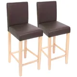 MCW 2er-Set Barhocker Cesena Leder ~ braun, helle Füße