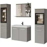 WELLTIME Badmöbel-Set »MADRIT«, pallad grau, B:120cm H:131,5cm T:34,5cm, Holzwerkstoff,