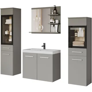 WELLTIME Badmöbel-Set »MADRIT«, pallad grau, B:120cm H:131,5cm T:34,5cm, Holzwerkstoff, Kastenmöbel-Sets
