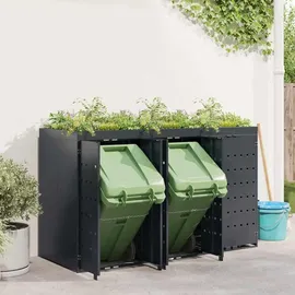 vidaXL Wagenmüllbehälter für 3 Behälter 0 l Anthrazit