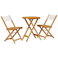 vidaXL 3-tlg. Bistro-Set Cremeweiß Stoff und Massivholz