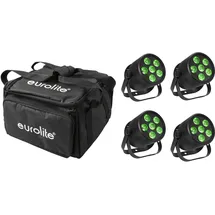 Eurolite Set 4x LED Silent Par 6 QCL Floor sw + Soft-Bag