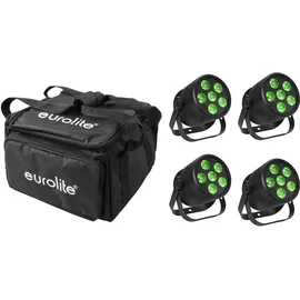 Eurolite Set 4x LED Silent Par 6 QCL Floor sw + Soft-Bag