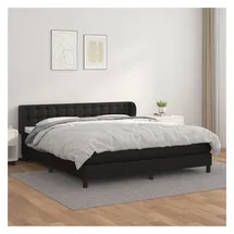 vidaXL Boxspringbett mit Matratze Schwarz 180x200 cm Kunstleder