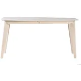 miliboo Design-Esstisch ausziehbar Weiß und helles Holz L150-200 LEENA