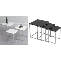 VCM 3-tlg. Set Beistelltisch   Couchtisch schlicht   Sofatisch aus Metall und MDF   Kaffeetisch - Glisal