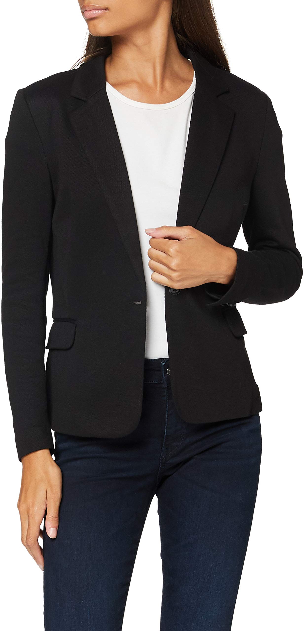 VERO MODA Blazer Eleganter Basic Langarm Cardigan Business Jacke Mantel Shacket VMJULIA, Farben:Schwarz,Größe Damen:42 / XL