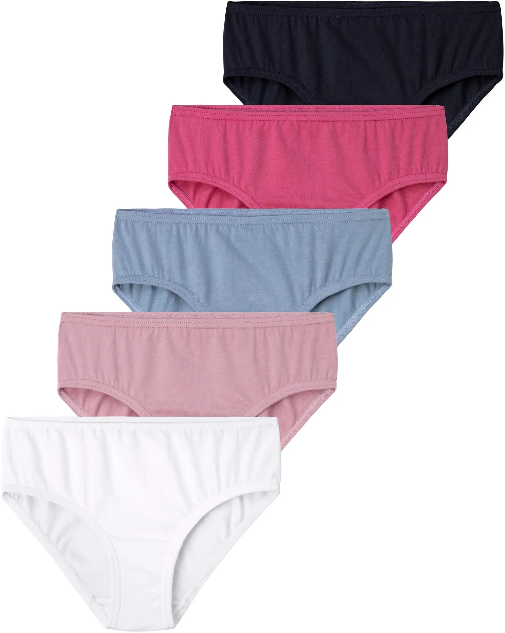 Slip VIVANCE, Mädchen, Gr. 146/152, 5 Stk., bunt (hellblau, rosa, beere, navy, weiß), Jersey, Obermaterial: 95% Baumwolle, 5% Elasthan, unifarben, körpernah, Unterhosen Slip, in vorteilhafter Großpackung