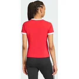 adidas 3-STREIFEN T-SHIRT SCHMAL GESCHNITTEN - Better Scarlet / White - M