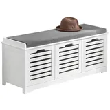 SoBuy Schuhbank Weiß Holzwerkstoff 105x43x35 cm, Garderobe, Garderobenbänke, Schuhbänke
